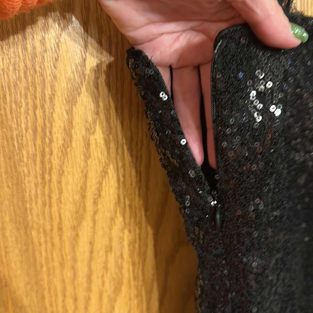 Women's Black Lace Trim Sequin Slip Dress - Wild Fable™- Fully lined - Picture 9 of 12